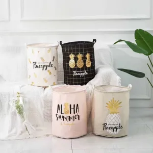 Pineapple Print Laundry Basket