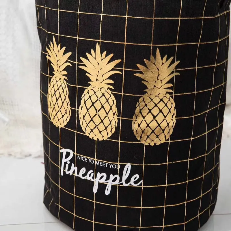 Pineapple Print Laundry Basket
