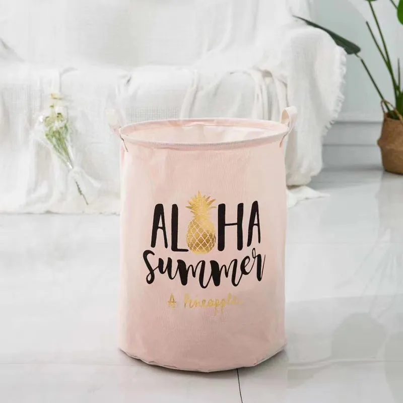 Pineapple Print Laundry Basket