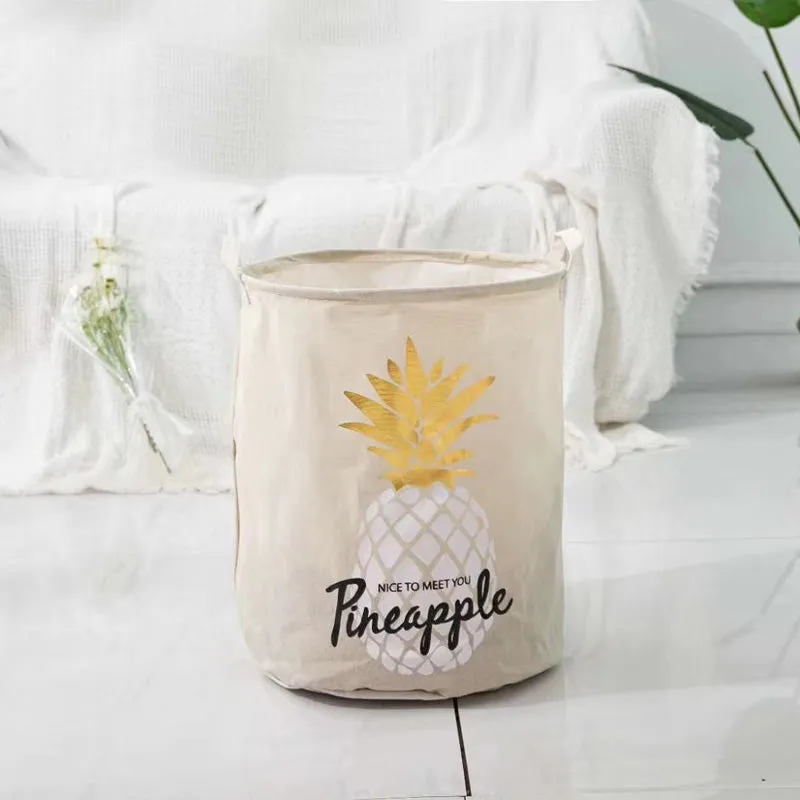 Pineapple Print Laundry Basket