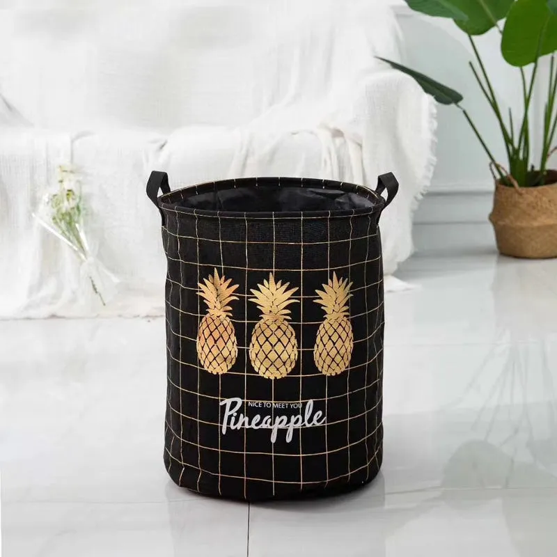 Pineapple Print Laundry Basket
