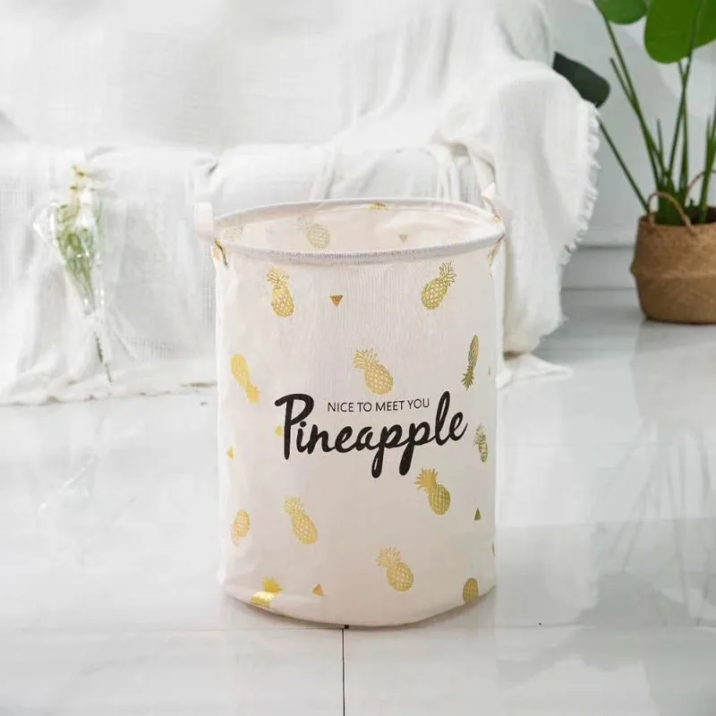 Pineapple Print Laundry Basket