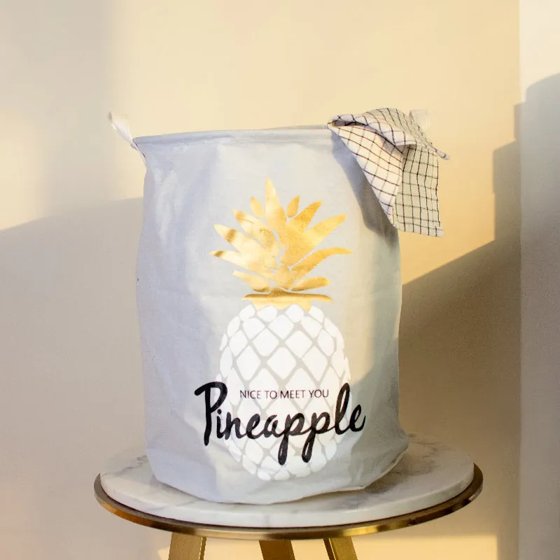 Pineapple Print Laundry Basket