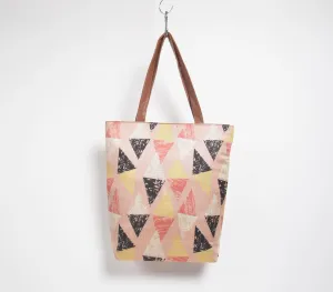Printed Distressed Triangles Tote Bag