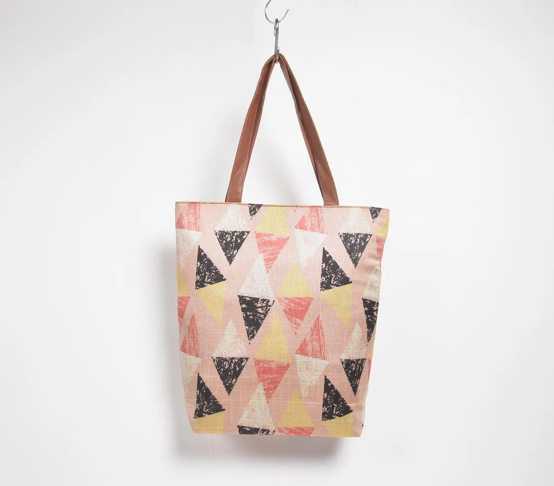 Printed Distressed Triangles Tote Bag