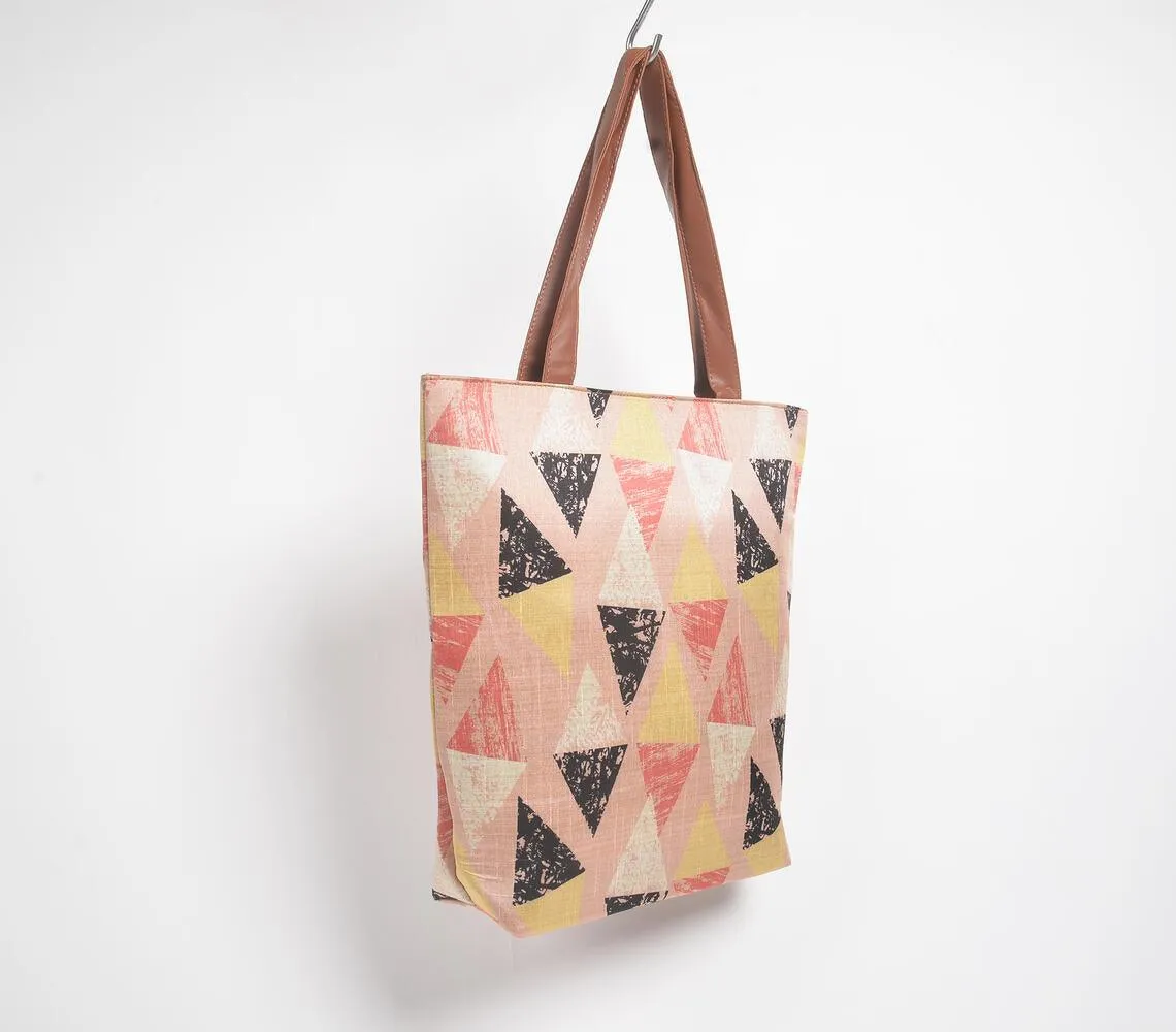 Printed Distressed Triangles Tote Bag