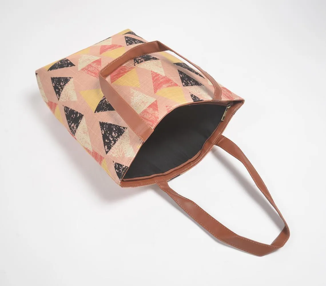 Printed Distressed Triangles Tote Bag
