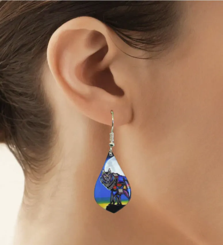 "Wolf" Earrings by Indigenous Artist, Jessica Somers