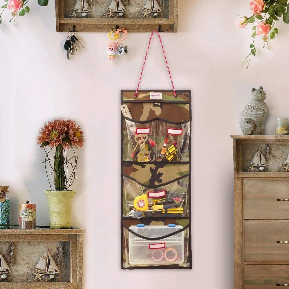 Rough Enough Door Hanging Organizer School Locker Organizer Wall Mount Closet Locker Cabinet Storage Bag Holder with Durable Adjustable String 4 Pockets for Accessories Document Magazine Book Office