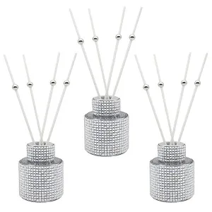 Set Of Three Spice Vanilla Silver Diamante Boxed Diffusers