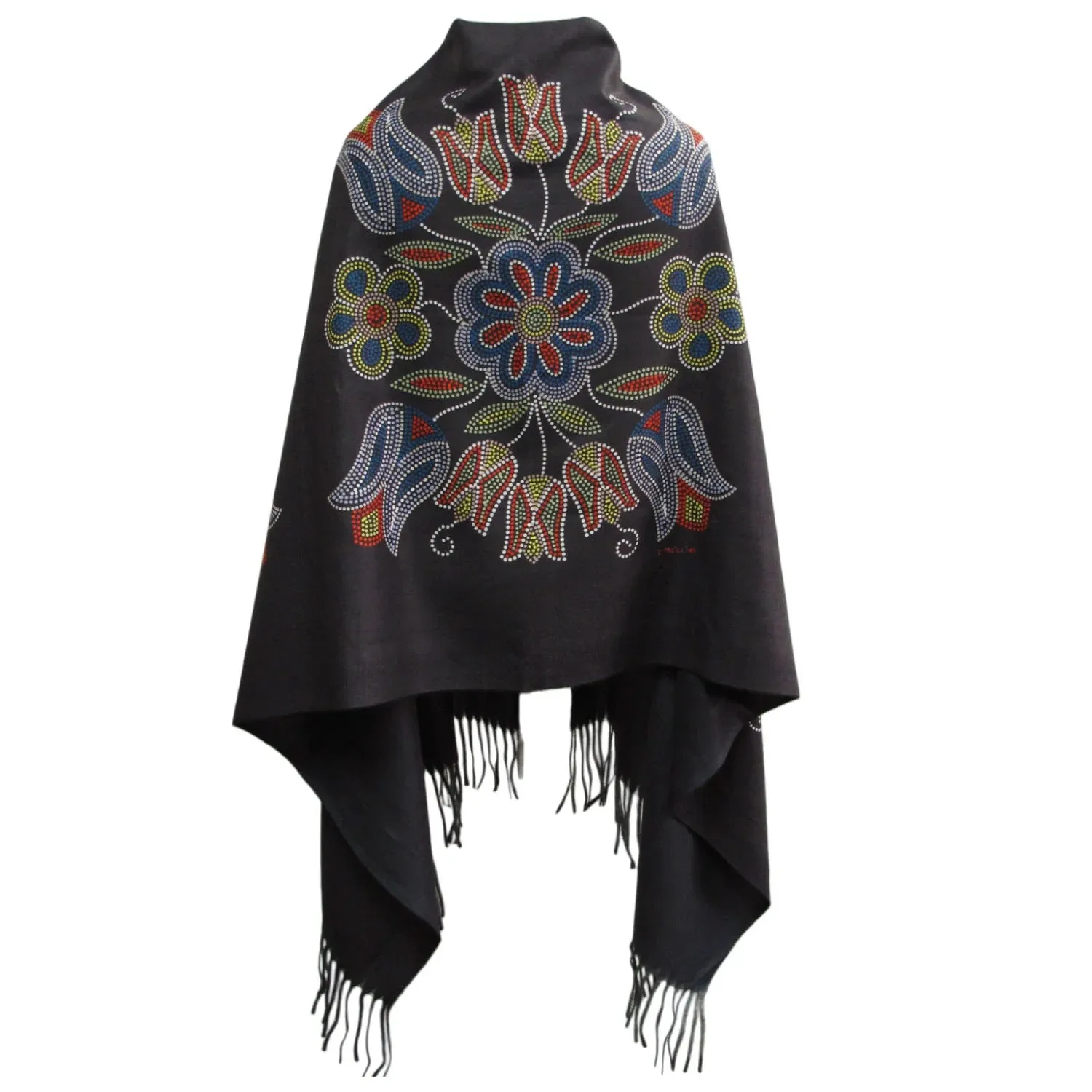 Silver Threads Art Print ECO Shawl by Métis Artist, Deb Malcolm