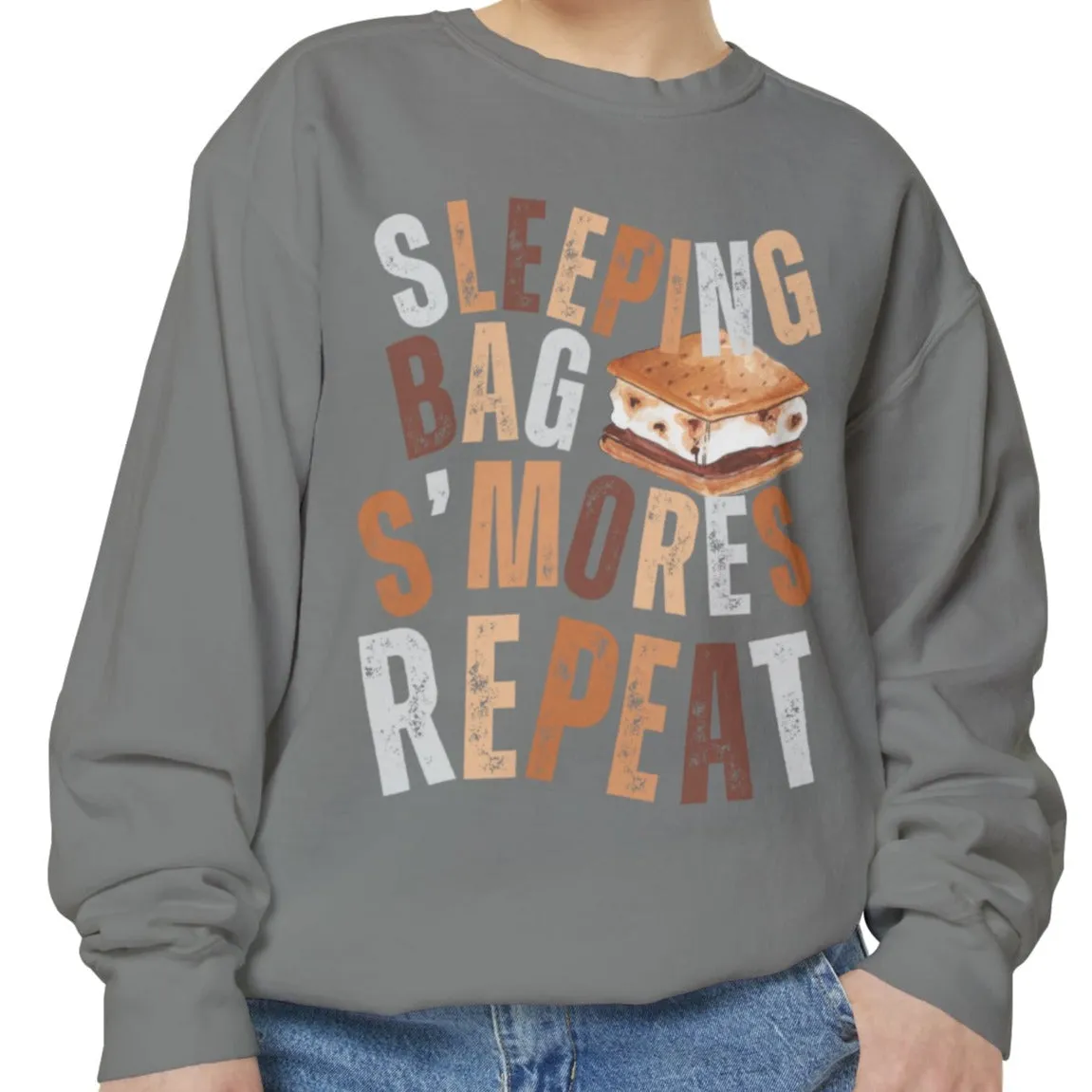 'Sleeping Bag S'mores Repeat'  Cozy Comfort Colors Women's Sweatshirt