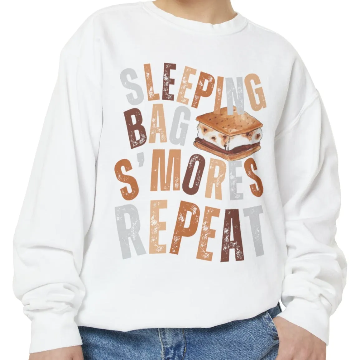 'Sleeping Bag S'mores Repeat'  Cozy Comfort Colors Women's Sweatshirt