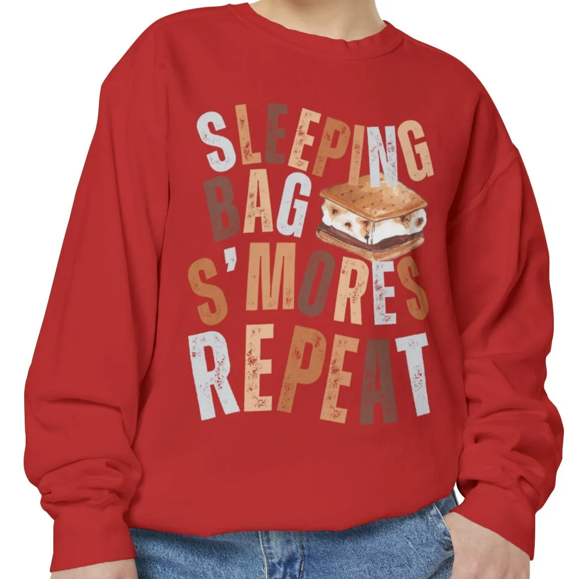 'Sleeping Bag S'mores Repeat'  Cozy Comfort Colors Women's Sweatshirt