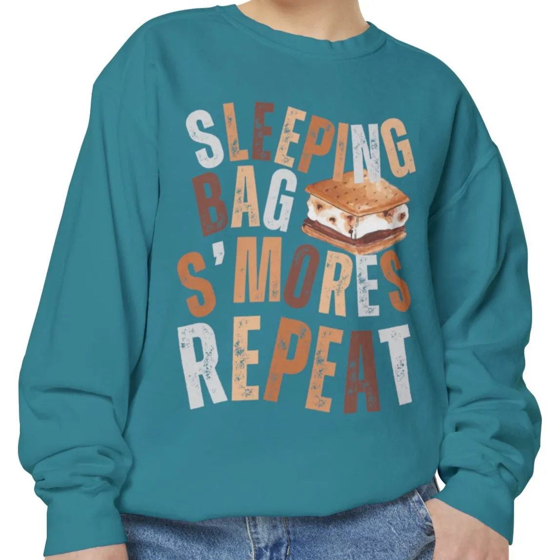 'Sleeping Bag S'mores Repeat'  Cozy Comfort Colors Women's Sweatshirt