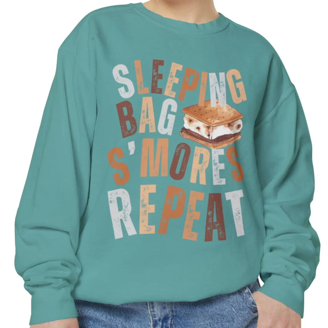'Sleeping Bag S'mores Repeat'  Cozy Comfort Colors Women's Sweatshirt