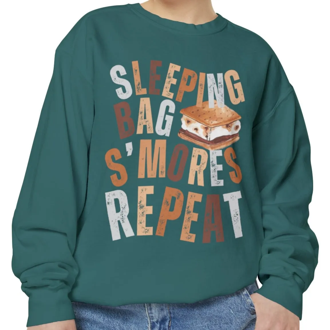 'Sleeping Bag S'mores Repeat'  Cozy Comfort Colors Women's Sweatshirt