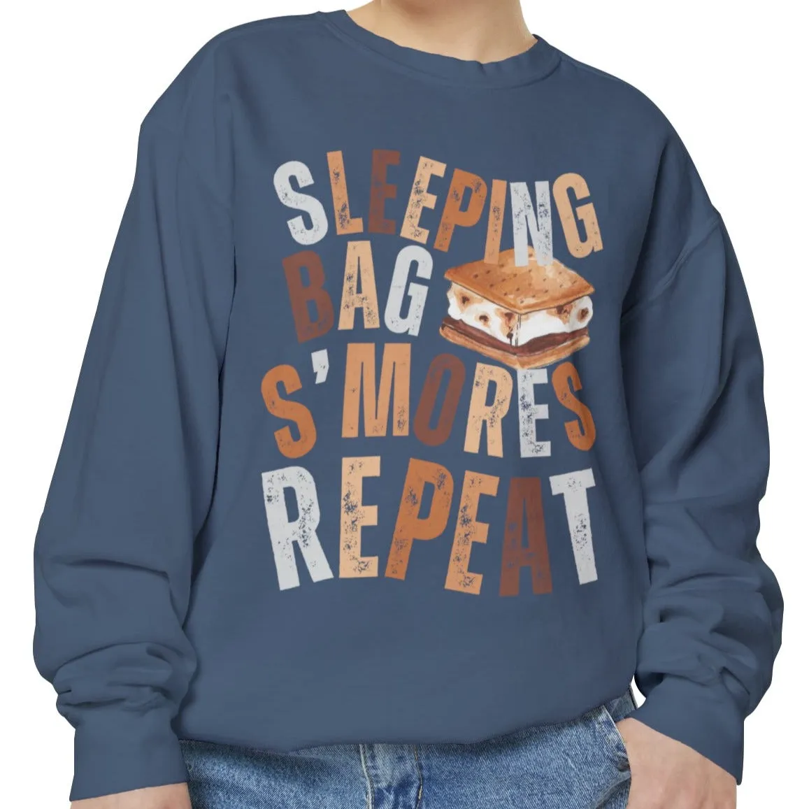 'Sleeping Bag S'mores Repeat'  Cozy Comfort Colors Women's Sweatshirt