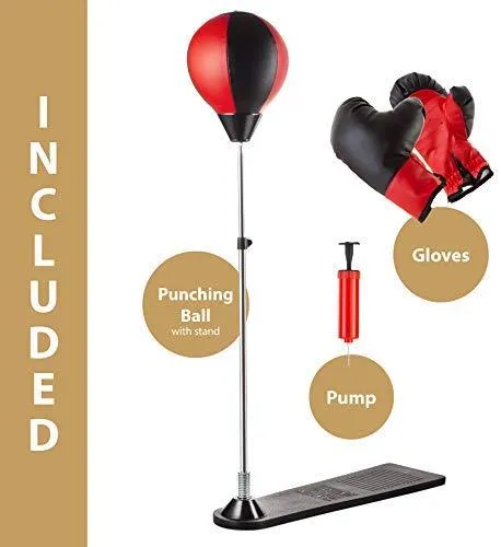 Tech Tools Punching Reflex Boxing Bag with Stand, Height Adjustable - Freestanding Punching Ball Speed Bag - Great for MMA Training, Stress Relief & Fitness