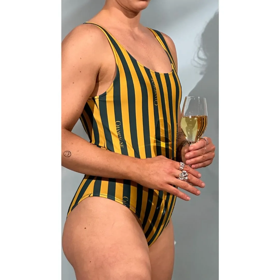 The Champagne Striped Swimsuit