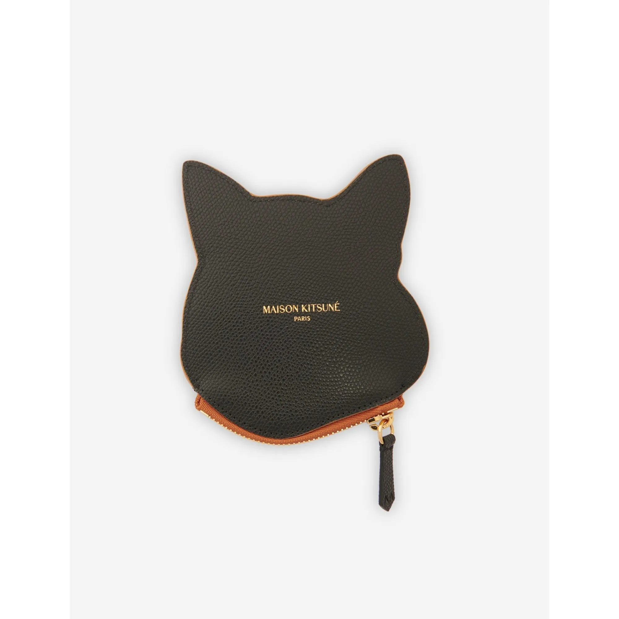 Unisex Fox Head Leather Coin Purse - Camel
