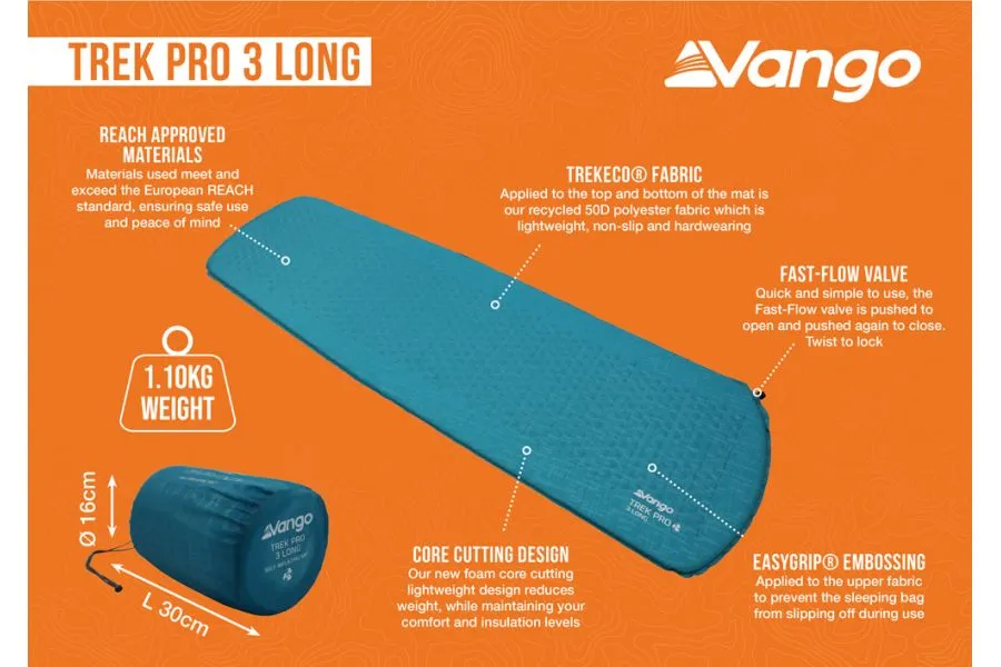 Vango Trek PRO 3 Long Self Inflating Sleep Mat