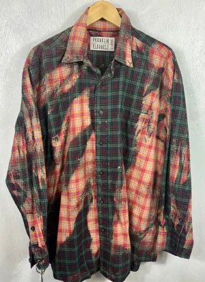 Vintage Green, Burgundy and Peach Lightweight Cotton Size XL