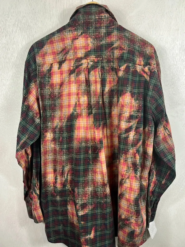 Vintage Green, Burgundy and Peach Lightweight Cotton Size XL