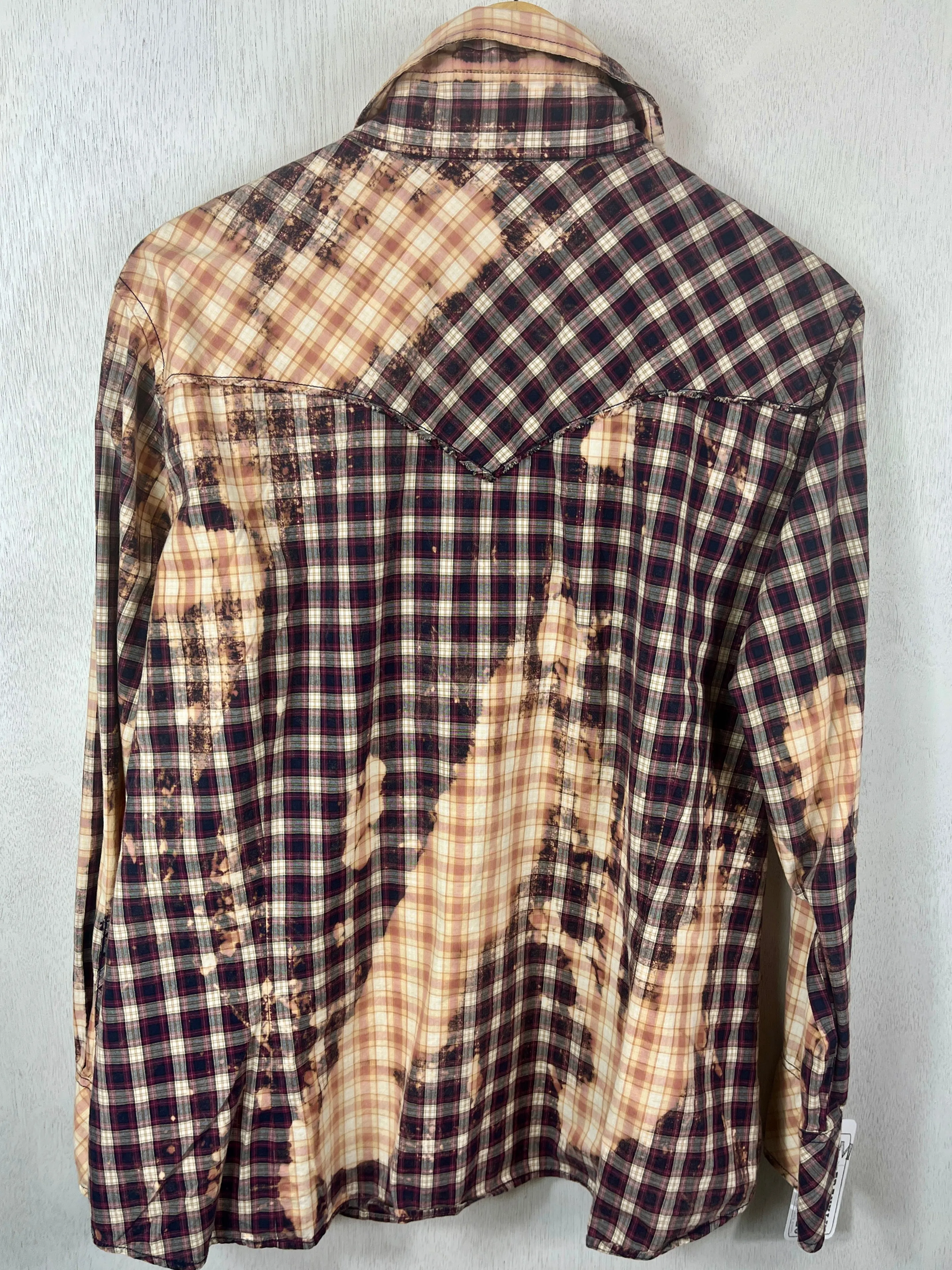 Vintage Western Style Burgundy, Gold and Navy Blue Lightweight Cotton Size Medium