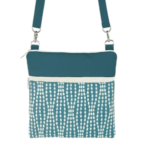 Wavy Dots in Teal | Teal Nylon | Mini Square Crossbody Bag