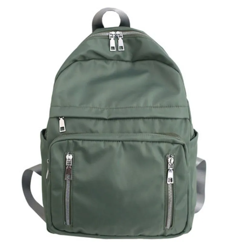 Women's Nylon Travel Backpack With Vertical Zippers