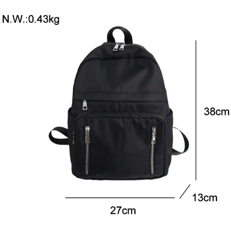 Women's Nylon Travel Backpack With Vertical Zippers