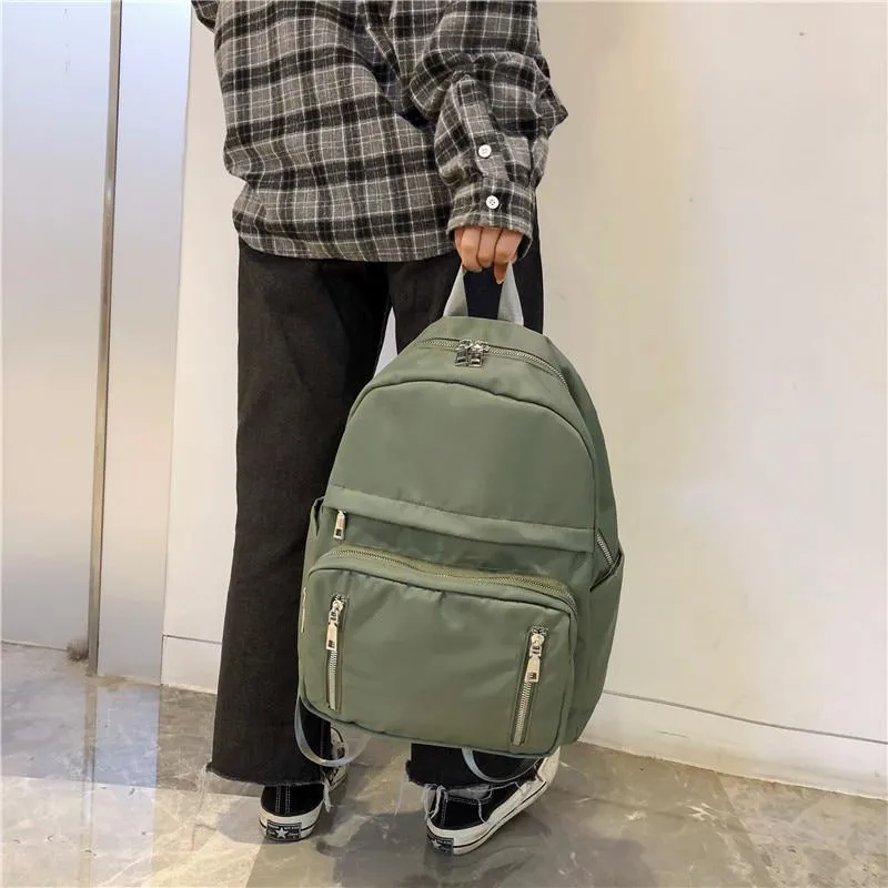 Women's Nylon Travel Backpack With Vertical Zippers