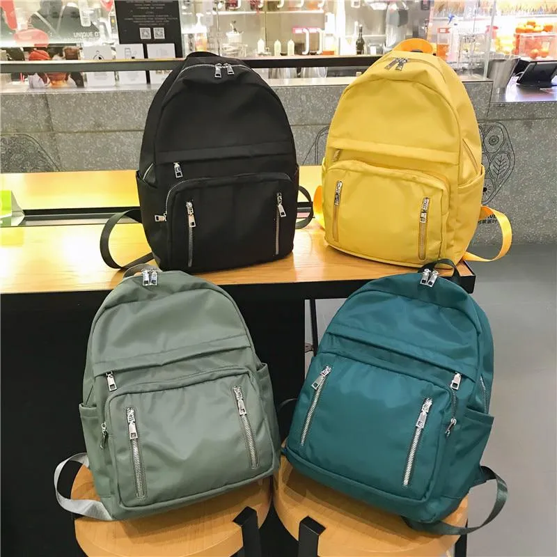 Women's Nylon Travel Backpack With Vertical Zippers