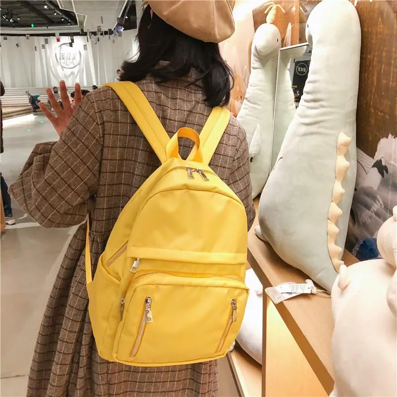 Women's Nylon Travel Backpack With Vertical Zippers