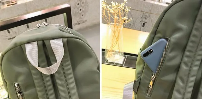 Women's Nylon Travel Backpack With Vertical Zippers