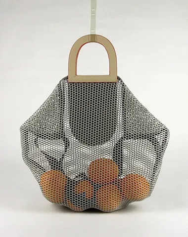 Womens Yellow Net Polyester Leather Tote Handbag Purse Polyester Tote Shoulder Bag Purse for Ladies