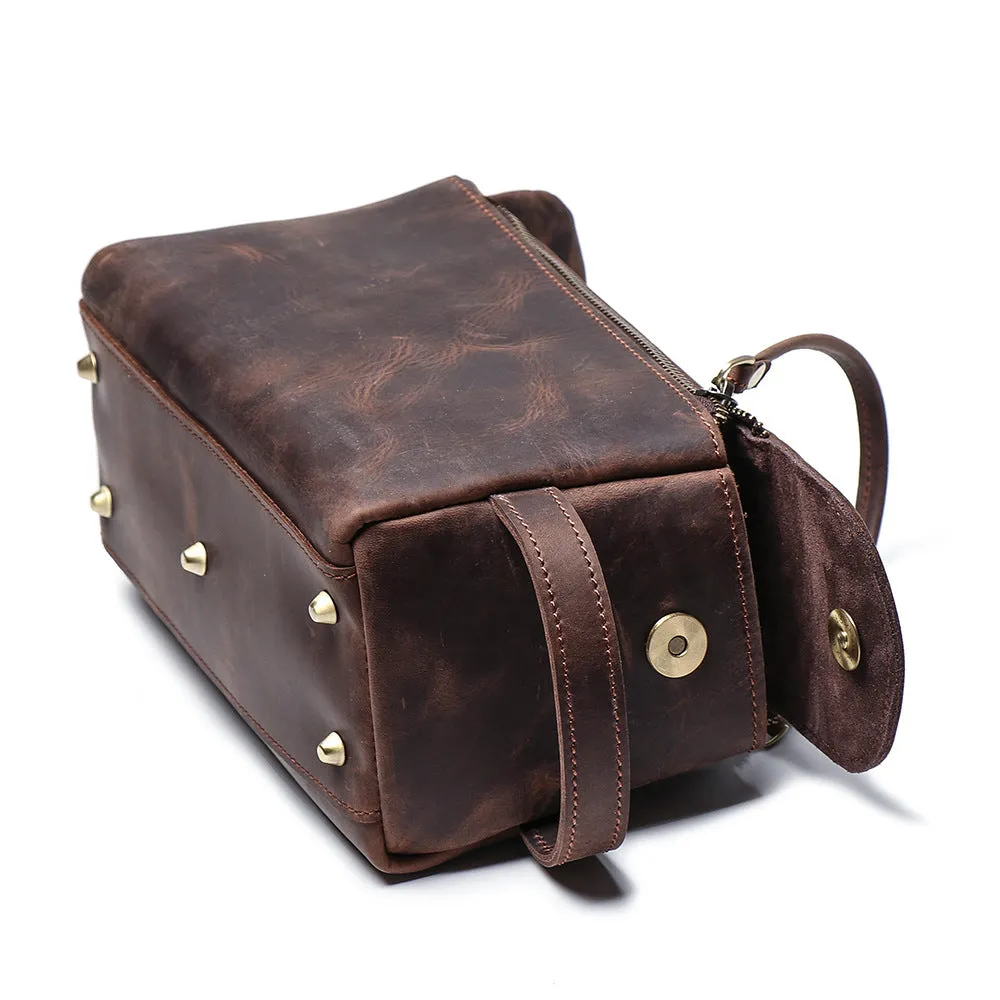 YAAGLE Multi-functional Crazy Horse Leather Cosmetic Handbag YG9049