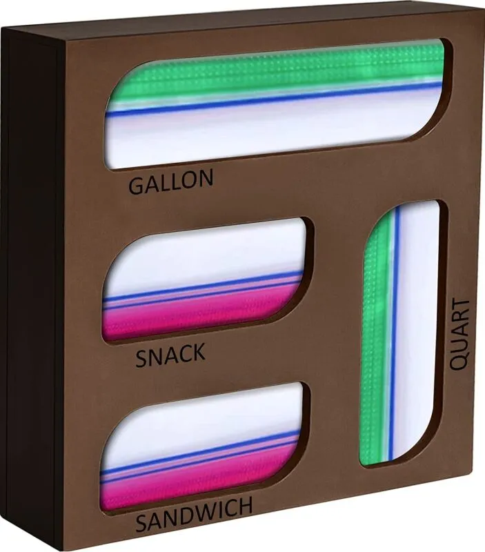 Ziplock Bag Organizer, 4 Separate Bamboo Food Storage