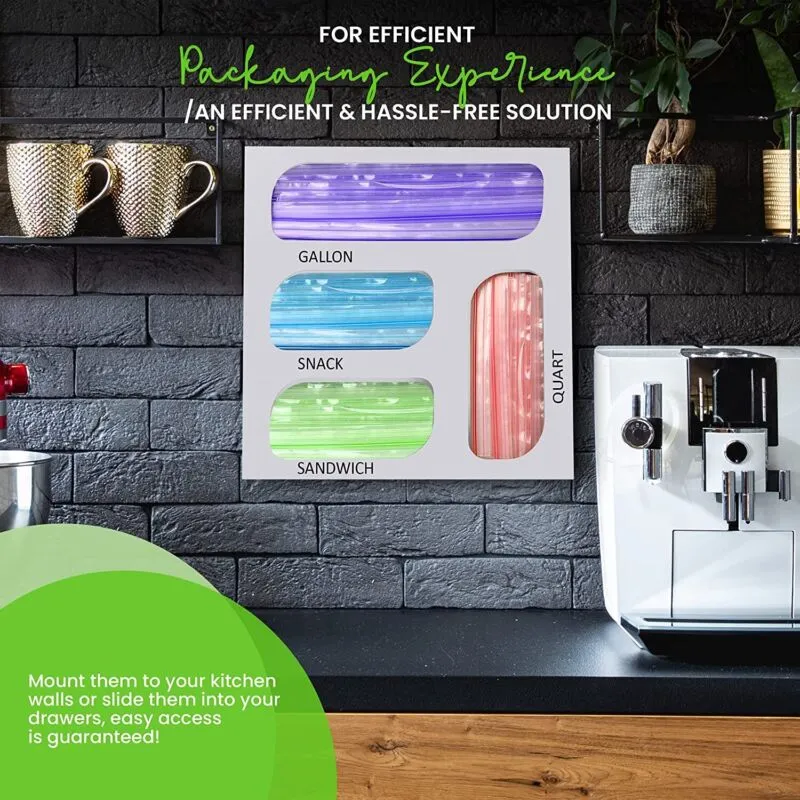 Ziplock Bag Organizer, 4 Separate Bamboo Food Storage
