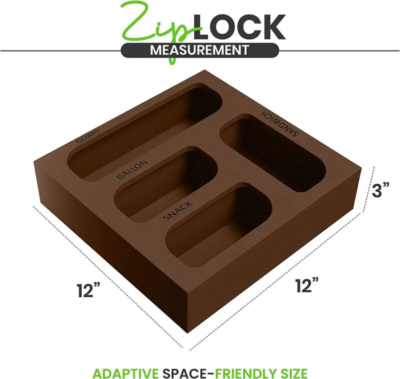 Ziplock Bag Organizer, 4 Separate Bamboo Food Storage