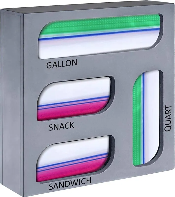 Ziplock Bag Organizer, 4 Separate Bamboo Food Storage