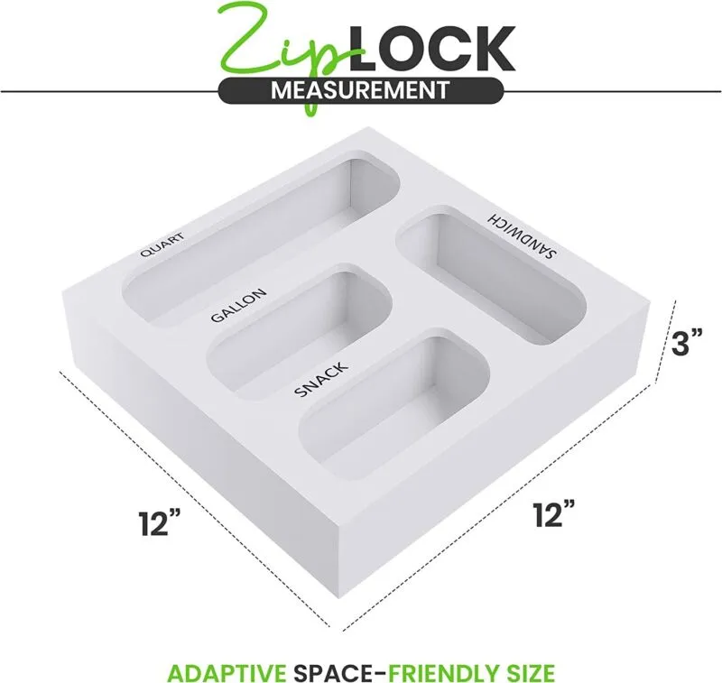 Ziplock Bag Organizer, 4 Separate Bamboo Food Storage